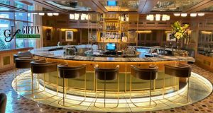 bar area with a commercial countertop