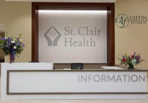 solid surface countertop at an information desk at St. Clair Hospital